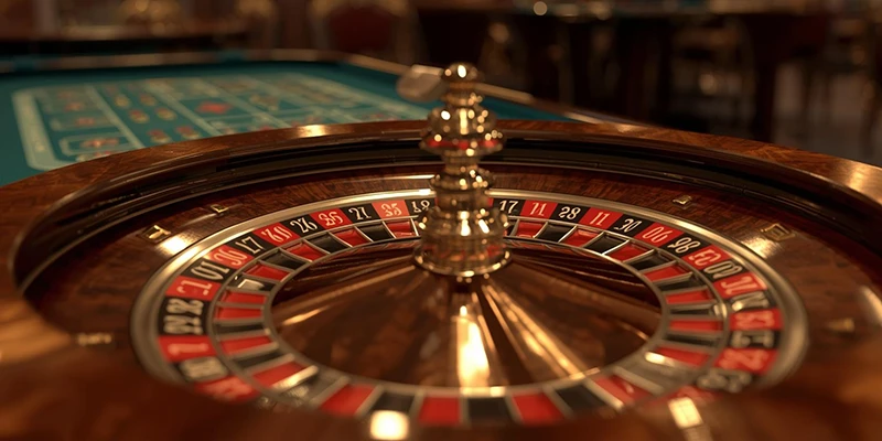 Bàn roulette châu Âu với bánh xe 37 ô và quả bóng lăn