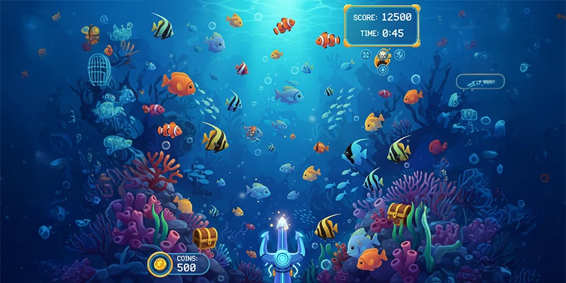 Giao diện màn hình chơi Bắn Cá Xèng cơ bản