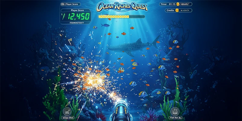 Người chơi bắn cá nhỏ tăng điểm số trong game