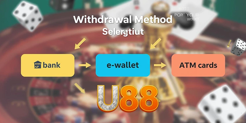 Giao diện chọn phương thức rút tiền U88