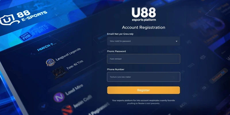 Giao diện form đăng ký tài khoản U88