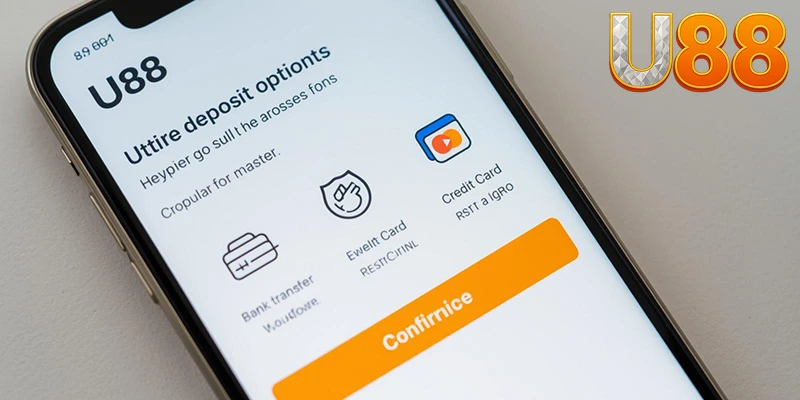 Giao diện nạp tiền U88 với các phương thức phổ biến