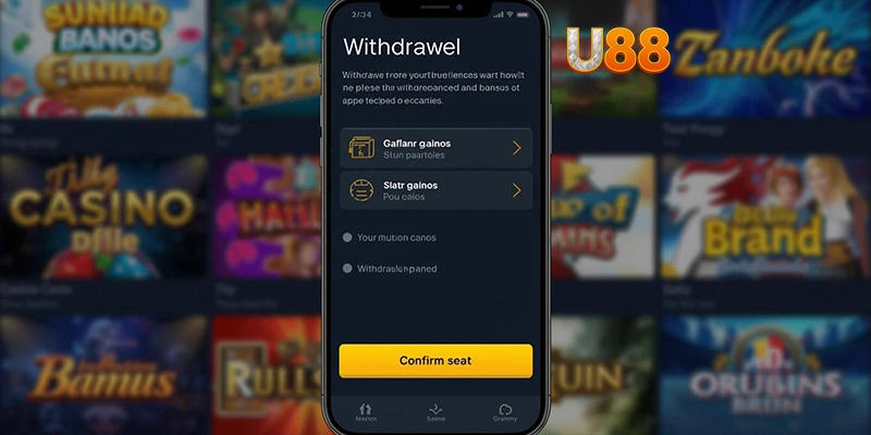 Giao diện rút tiền U88 với các bước chi tiết